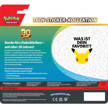 Pokémon 30 Jahre – 3er Tech-Sticker-Blister – Deutsch